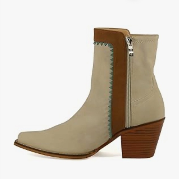 ARiIDER GIRL Gizelle Mid Calf Fringe Booties Stacked Heel Studded Western - Picture 2 of 3